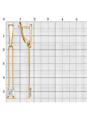 Серьги бижутерия, покрытие - золочение, вставка - фианит (недрагоценный камень)
