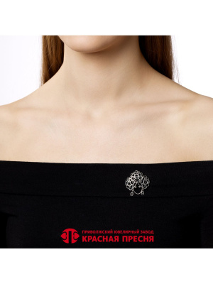 Брошь серебро 925 пробы, покрытие - оксидирование, без вставок