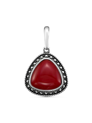 Подвеска серебро 925 пробы, покрытие - оксидирование, вставка - искусственный коралл