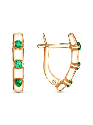 Серьги серебро 925 пробы, покрытие - золочение, вставка - искусственная шпинель