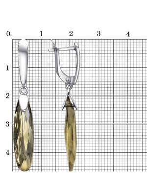 Серьги бижутерия, покрытие - платинирование, вставка - стекло ювелирное собственной огранки