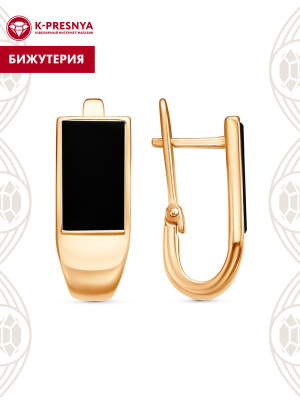 Серьги бижутерия, покрытие - золочение, вставка - искусственный агат