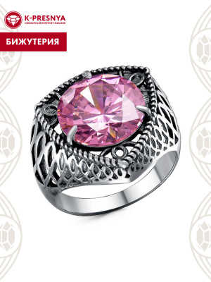 Кольцо бижутерия, покрытие - серебрение с оксидированием, вставка - фианит (недрагоценный камень)