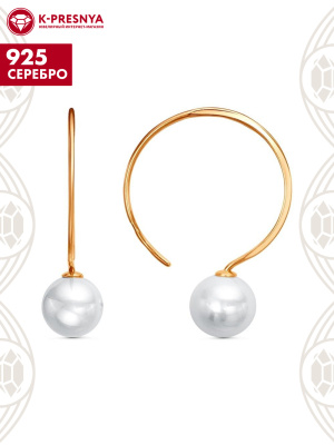 Серьги серебро 925 пробы, покрытие - золочение, вставка - имитация жемчуга