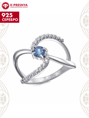 Кольцо серебро 925 пробы, покрытие - платинирование, вставка - фианит (недрагоценный камень)