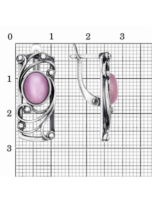 Серьги бижутерия, покрытие - серебрение с оксидированием, вставка - искусственный кошачий глаз