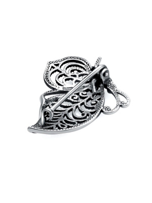 Брошь бижутерия, покрытие - серебрение с оксидированием, без вставок