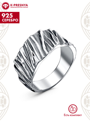 Кольцо серебро 925 пробы, покрытие - оксидирование, без вставок