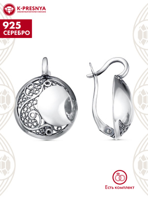 Серьги серебро 925 пробы, покрытие - оксидирование, без вставок