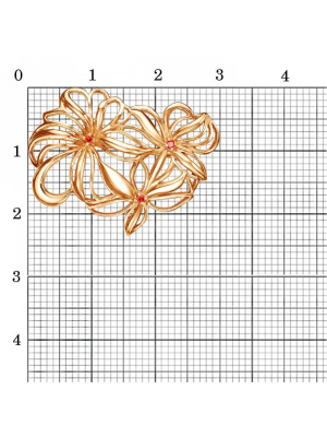 Брошь бижутерия, покрытие - золочение, вставка - фианит (недрагоценный камень)