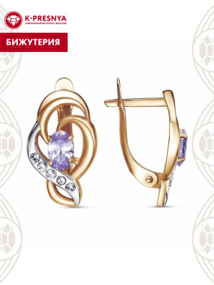 Серьги бижутерия, покрытие - золочение, выборочное родирование