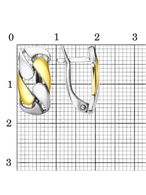 Серьги бижутерия, покрытие - серебрение с оксидированием, выборочное золочение, без вставок