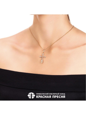 Подвеска серебро 925 пробы, покрытие - золочение, выборочное родирование, вставка - фианит (недрагоценный камень)