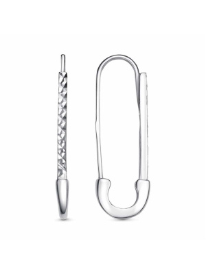 Серьги бижутерия, покрытие - платинирование, отделка - алмазная грань, без вставок