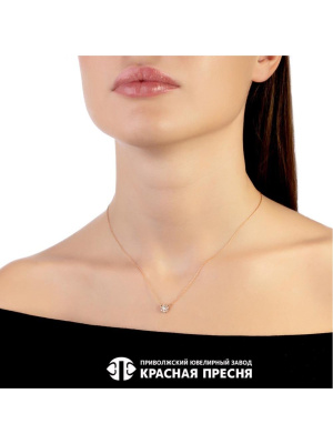 Колье серебро 925 пробы, покрытие - золочение, вставка - фианит (недрагоценный камень)