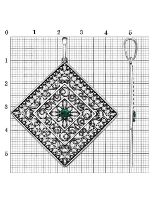 Подвеска серебро 925 пробы, покрытие - оксидирование, вставка - искусственная шпинель