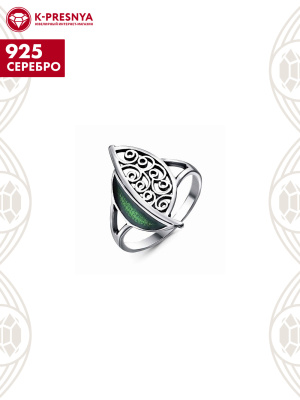 Кольцо серебро 925 пробы, покрытие - оксидирование, отделка - эмаль, без вставок
