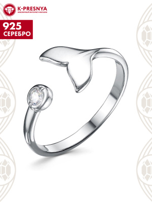 Кольцо серебро 925 пробы, покрытие - платинирование, вставка - фианит (недрагоценный камень)