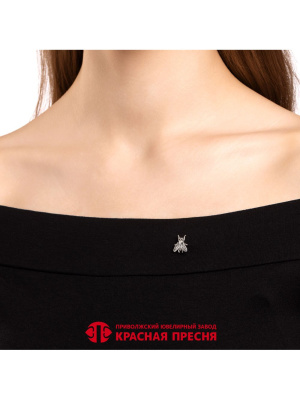 Брошь бижутерия, покрытие - серебрение с оксидированием, без вставок