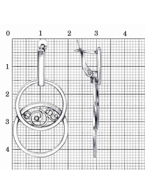 Серьги бижутерия, покрытие - серебрение с оксидированием, без вставок