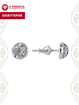 Серьги бижутерия, покрытие - серебрение, вставка - стекло ювелирное preciosa