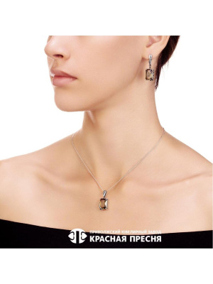 Серьги серебро 925 пробы, покрытие - оксидирование, вставка - стекло ювелирное собственной огранки