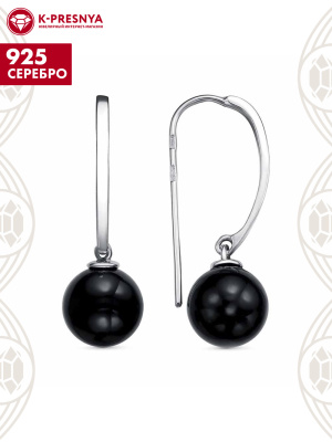 Серьги серебро 925 пробы, покрытие - родирование, вставка - имитация жемчуга