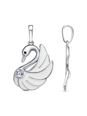 Подвеска бижутерия, покрытие - платинирование, отделка - эмаль, вставка - стекло ювелирное preciosa