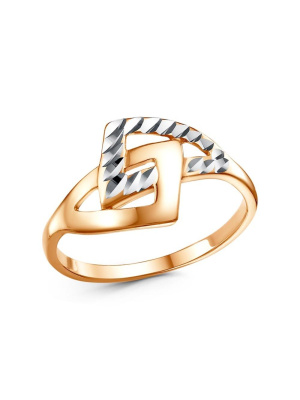 Кольцо бижутерия, покрытие - золочение, отделка - алмазная грань, без вставок