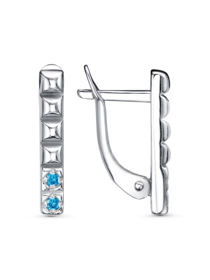 Серьги серебро 925 пробы, покрытие - платинирование, вставка - фианит (недрагоценный камень)