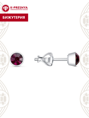 Серьги бижутерия, покрытие - серебрение, вставка - стекло ювелирное preciosa