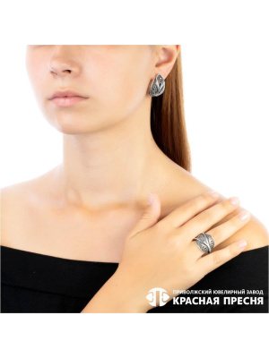 Серьги серебро 925 пробы, покрытие - оксидирование, без вставок
