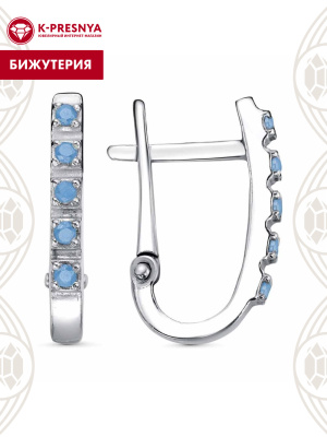 Серьги бижутерия, покрытие - платинирование, вставка - ситалл