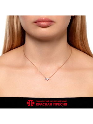 Колье серебро 925 пробы, покрытие - золочение, вставка - фианит (недрагоценный камень)