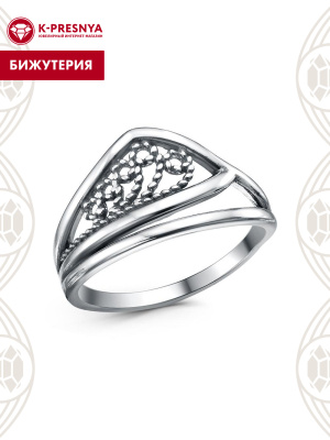 Кольцо бижутерия, покрытие - серебрение с оксидированием, без вставок