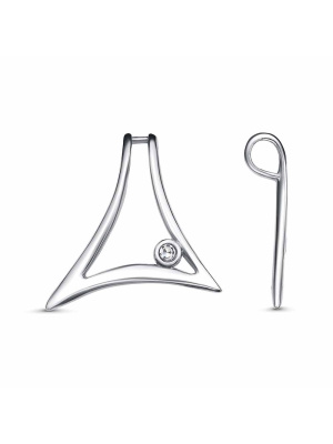 Подвеска серебро 925 пробы, покрытие - платинирование, вставка - фианит (недрагоценный камень)