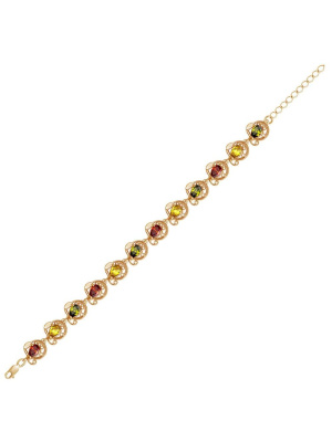 Браслет бижутерия, покрытие - золочение, вставка - фианит (недрагоценный камень)