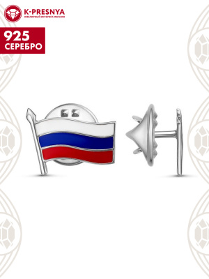 Значок серебро 925 пробы, покрытие - оксидирование, отделка - эмаль, без вставок