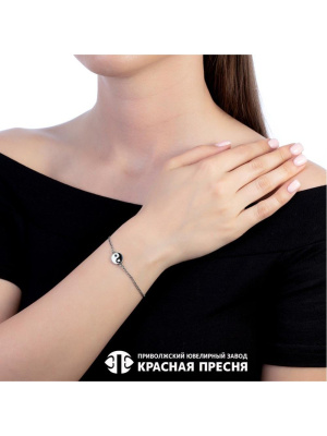 Браслет серебро 925 пробы, покрытие - оксидирование, отделка - эмаль, без вставок