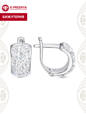 Серьги бижутерия, покрытие - серебрение, вставка - стекло ювелирное preciosa