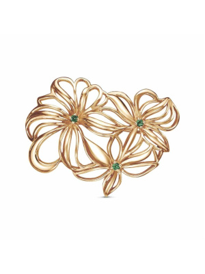 Брошь бижутерия, покрытие - золочение, вставка - искусственная шпинель