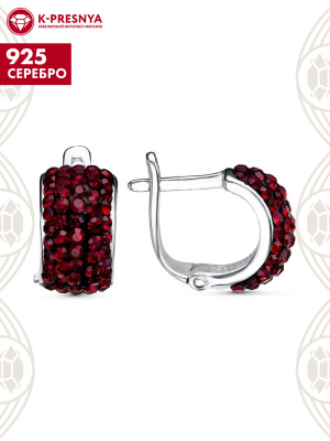 Серьги серебро 925 пробы, покрытие - платинирование, вставка - стекло ювелирное preciosa