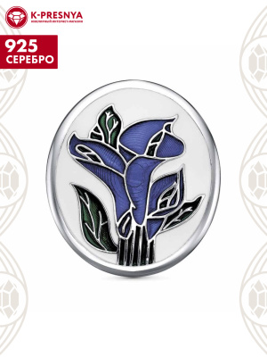Брошь серебро 925 пробы, покрытие - платинирование, отделка - эмаль, без вставок