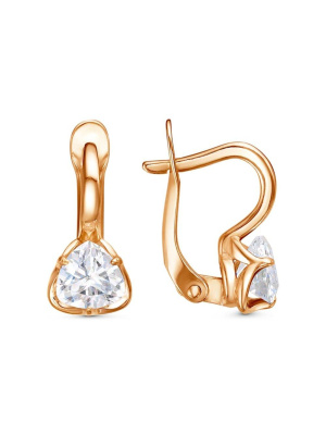 Серьги серебро 925 пробы, покрытие - золочение, вставка - фианит (недрагоценный камень)