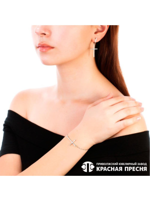 Браслет серебро 925 пробы, покрытие - родирование, вставка - фианит (недрагоценный камень)