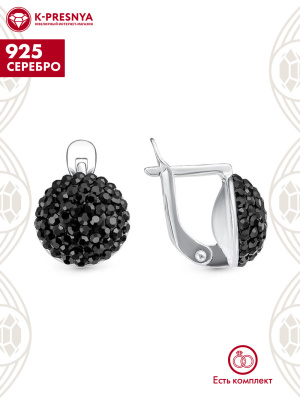 Серьги серебро 925 пробы, без покрытия, вставка - стекло ювелирное preciosa