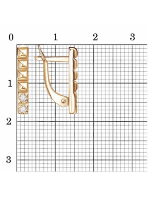 Серьги бижутерия, покрытие - золочение, вставка - фианит (недрагоценный камень)