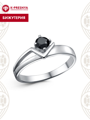 Кольцо бижутерия, покрытие - платинирование, вставка - фианит (недрагоценный камень)