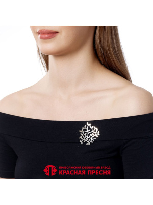 Брошь бижутерия, покрытие - платинирование, без вставок