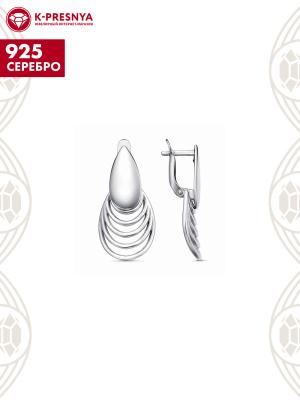 Серьги серебро 925 пробы, покрытие - платинирование, без вставок
